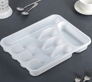 Лоток для столовых приборов (белый)