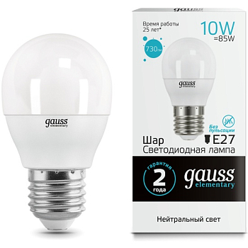Лампа Gauss LED Шар Elementary 10W E27 4100К