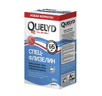 Клей д/обоев QUELYD CПЕЦ-Флизелин 65 кв.м., 375гр. (12шт/уп) 455182