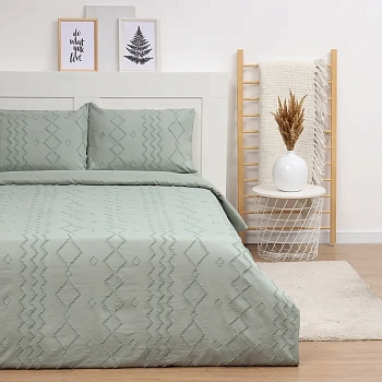 КПБ LoveLife Tufting 1,5сп "Квадрат" 143*215см,150*230см,50*70см-2шт, цв.зеленый, 110 г/м2 10323081