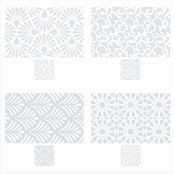 Набор термосалфеток 8шт (4шт 42x28см + 4шт 9x9см), ПВХ, "Барокко" черный принт, 4 дизайна