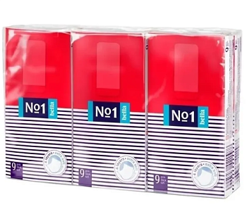 Платочки носовые Белла 4-х слойные гигиенич. 9шт * 6шт.упак.