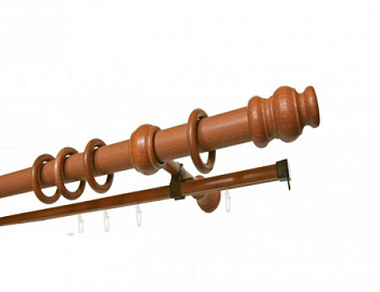 ***Карниз кругл. с дерев. фурн. 28мм ВИШНЯ 2ряд. ЗАЖ. 280см