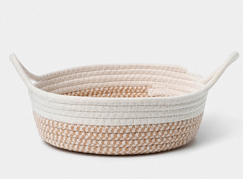 Корзина для хранения ручного плетения "Визави" с ручками хл. 34*24*7 бежевый 7086137